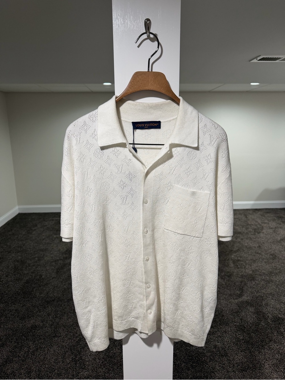 Louis Vuitton Monogram Pointelle White Short-Sleeved Shirt